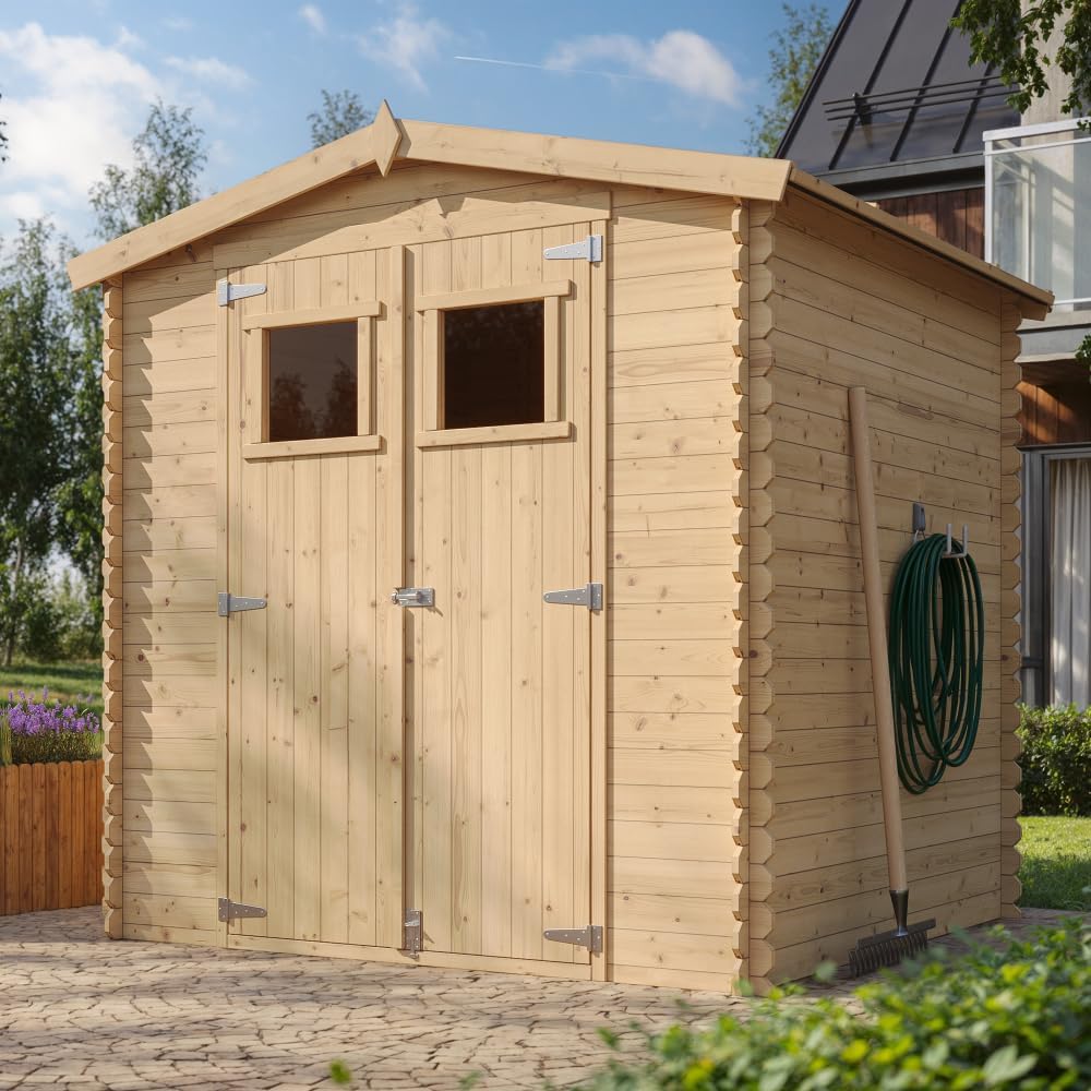 Abri de Jardin en Bois - Stockage extérieur I216xL206xH218 cm/ 3.53 m2 Petit abri à Outils, Local à vélos - etevert M343