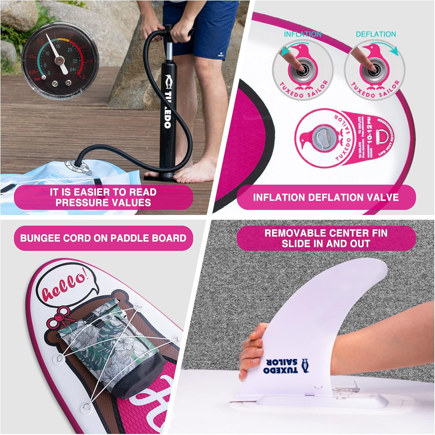 etevert Paddle Gonflable Adulte, Planche de Stand Up Paddle Gonflable, Sup Paddle Board Gonflable avec Accessoires Complets, Planche de Surf Paddle