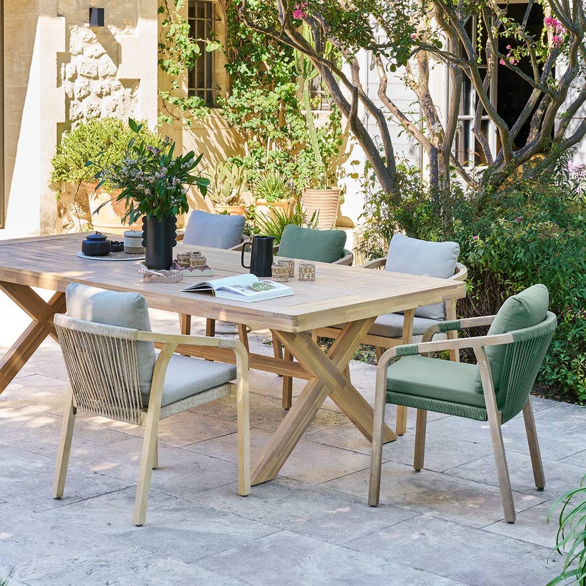 etevert - Xenia table de jardin 10 places - eucalyptus - grande taille