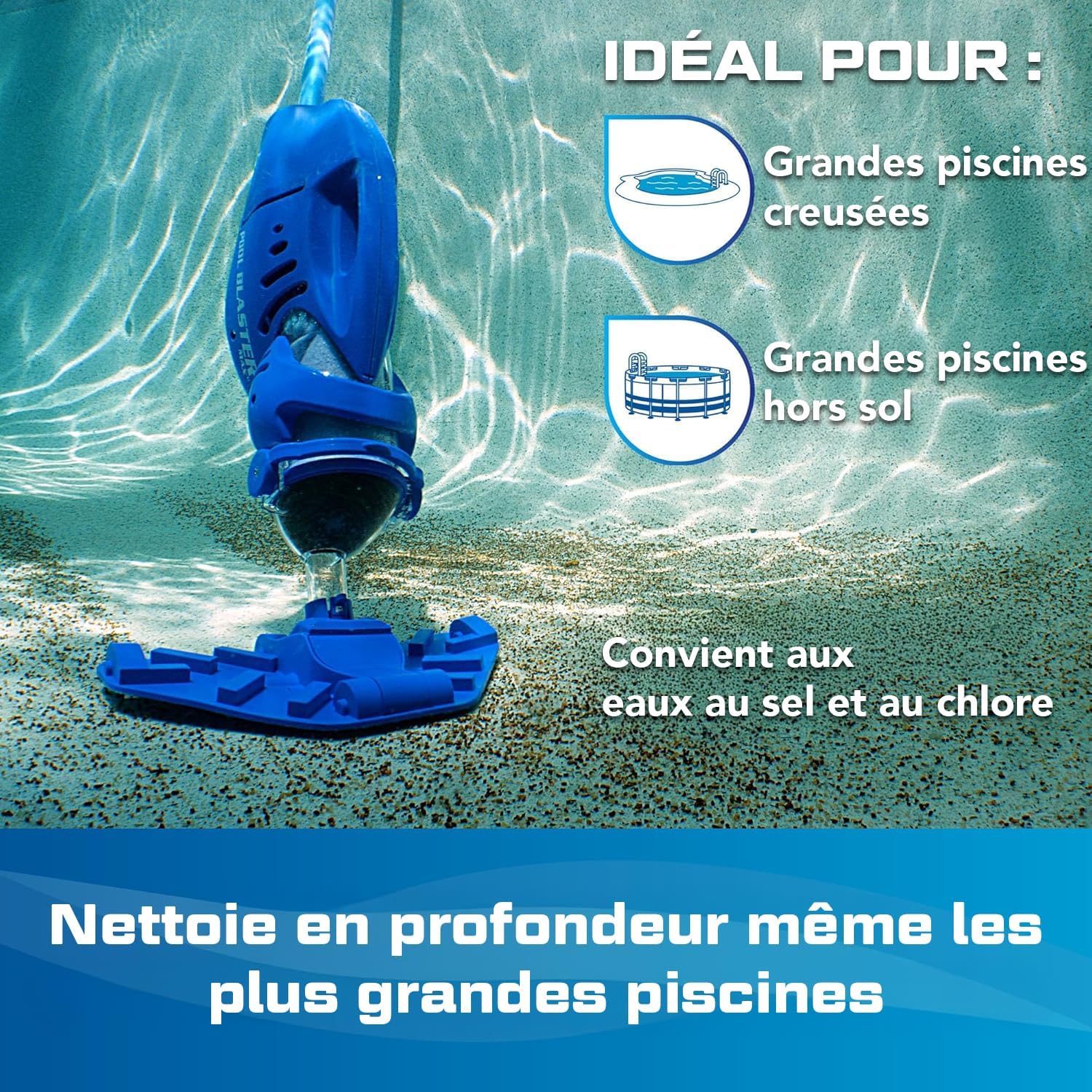 Water Tech - etevert Max Li - aspirateur piscine sans fil, puissance accrue, moteur P30, spa, CG