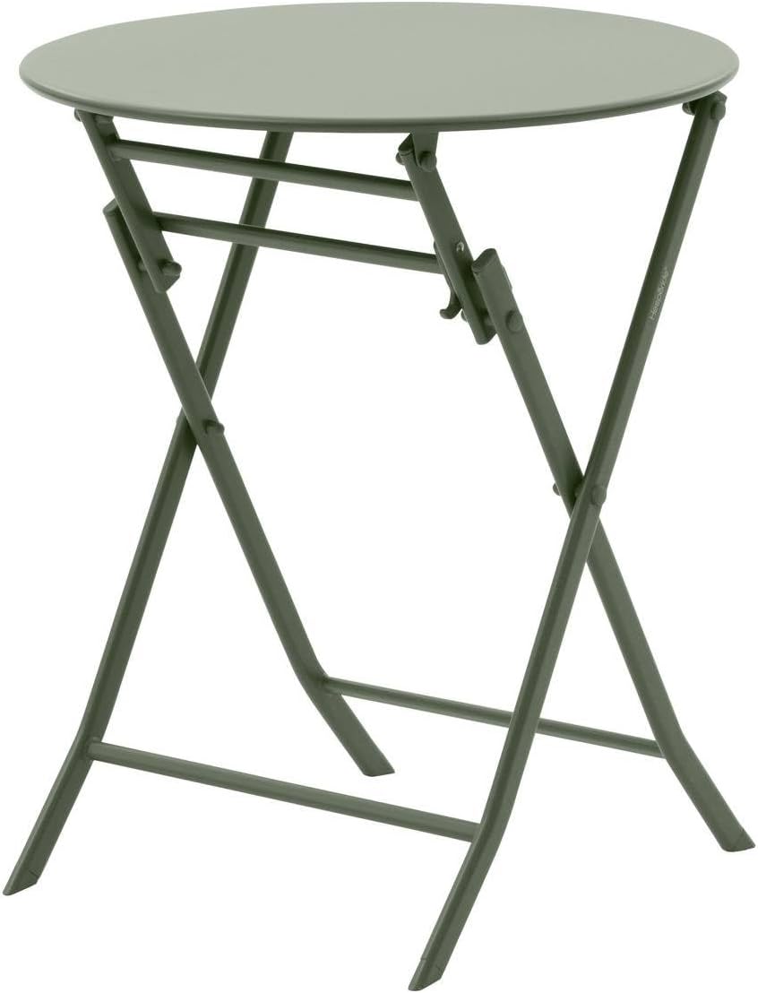 etevert - Greensboro ronde 2 places - acier vert laurier renforcé - table de jardin pliante