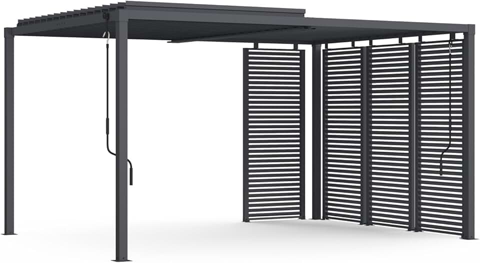 etevert - Pergola bioclimatique acier 3x4m lames orientables gris