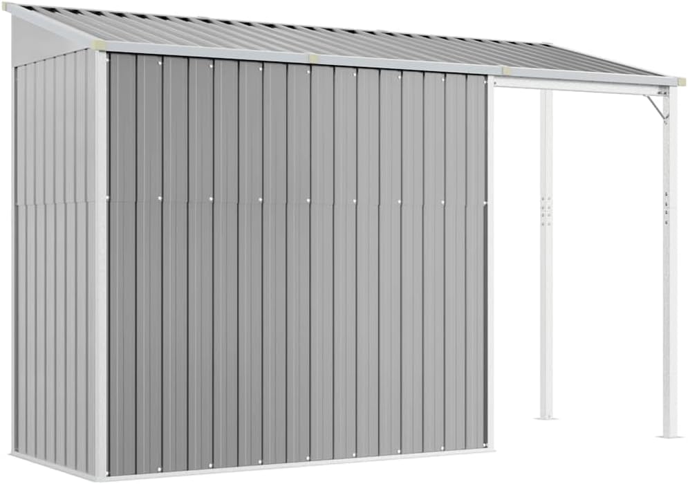 etevert Abri de Jardin avec Toit prolongé Gris Clair 277x107x181 cm, Maison & Jardin, Pelouses & Jardins, Vie en extérieur, Structures extérieures, Cabanes & abris de Jardin, Gris, (Poids 41.56KG)