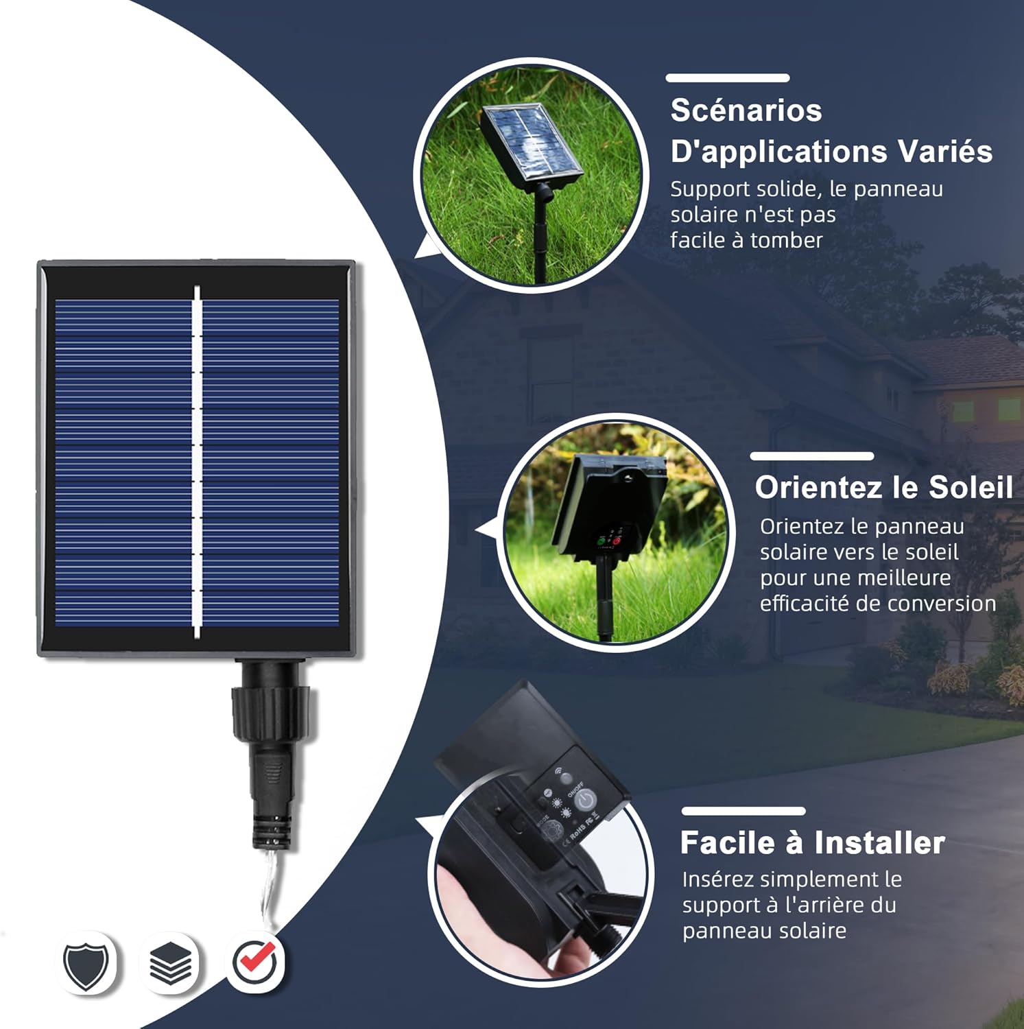 etevert - tonnelle jardin double toit alu - 3,65x4,25m rideaux moustiquaire guirlande solaire