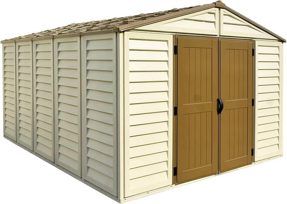 etevert - Woodbridge Plus - 10,5'x13' - abri jardin résine, beige/brun, 399,8x318,7x222 cm