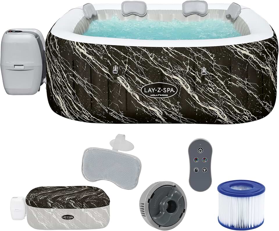 etevert - Hollywood Luxe - 180x180x66cm - spa LED 4-6 personnes, noir