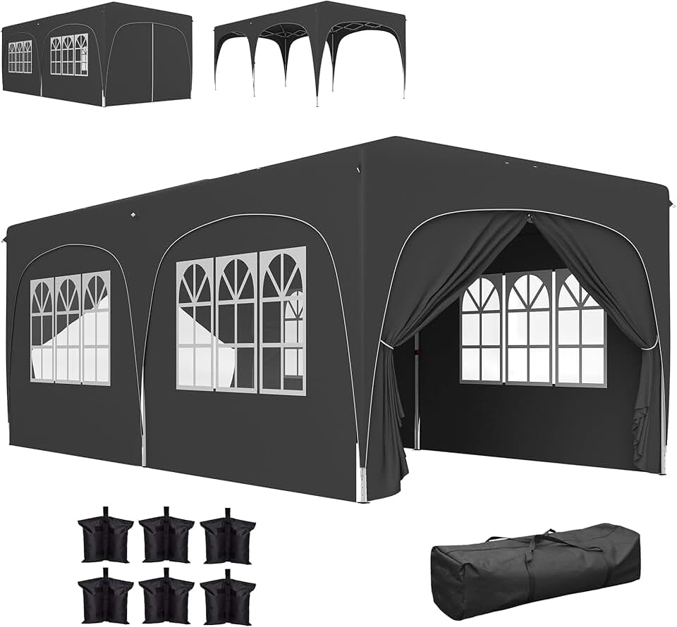 etevert - tonnelle pliante pop up - 3x6m - UPF50+, réglable, sac transport