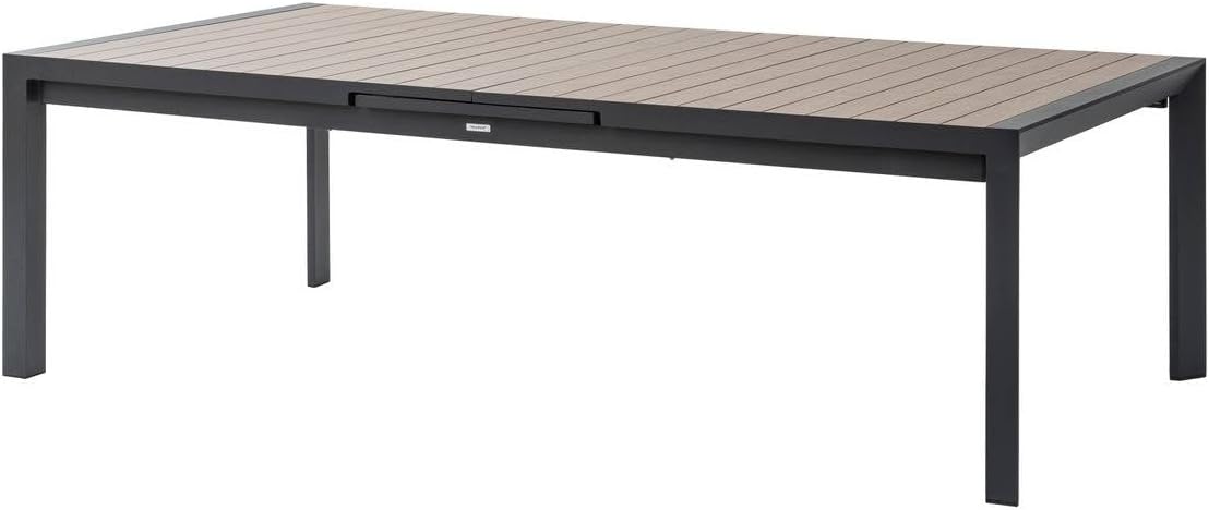 etevert - Evasion - grande table extensible 14 places - aluminium effet bois, rallonge, extérieur