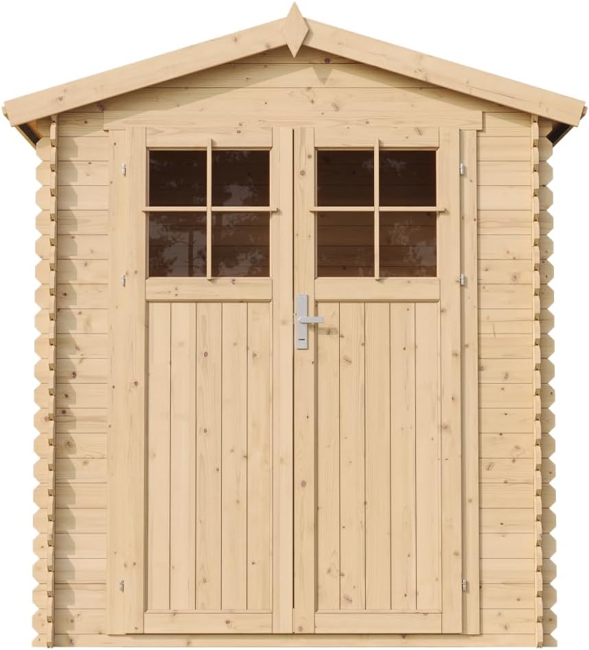 Abri de Jardin en Bois avec Sol TRAITÉ - Stockage extérieur I196xL136xH218 cm/ 1.98 m2 Petit abri à Outils, Local à vélos - etevert M367F+M367G