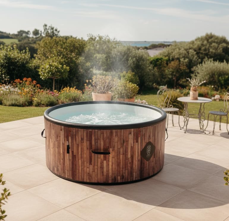 etevert Bali Spa Gonflable - 150 cm de diamètre - 800 litres - Moteur 2240 W - 2 à 4 Personnes - Massage 140 Jets