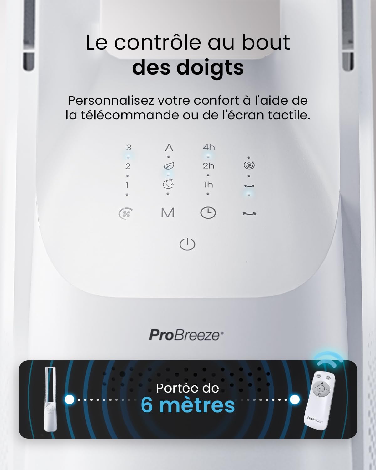 etevert - Ventilateur colonne, 101 cm - 6 vitesses, oscillation 60°, silencieux