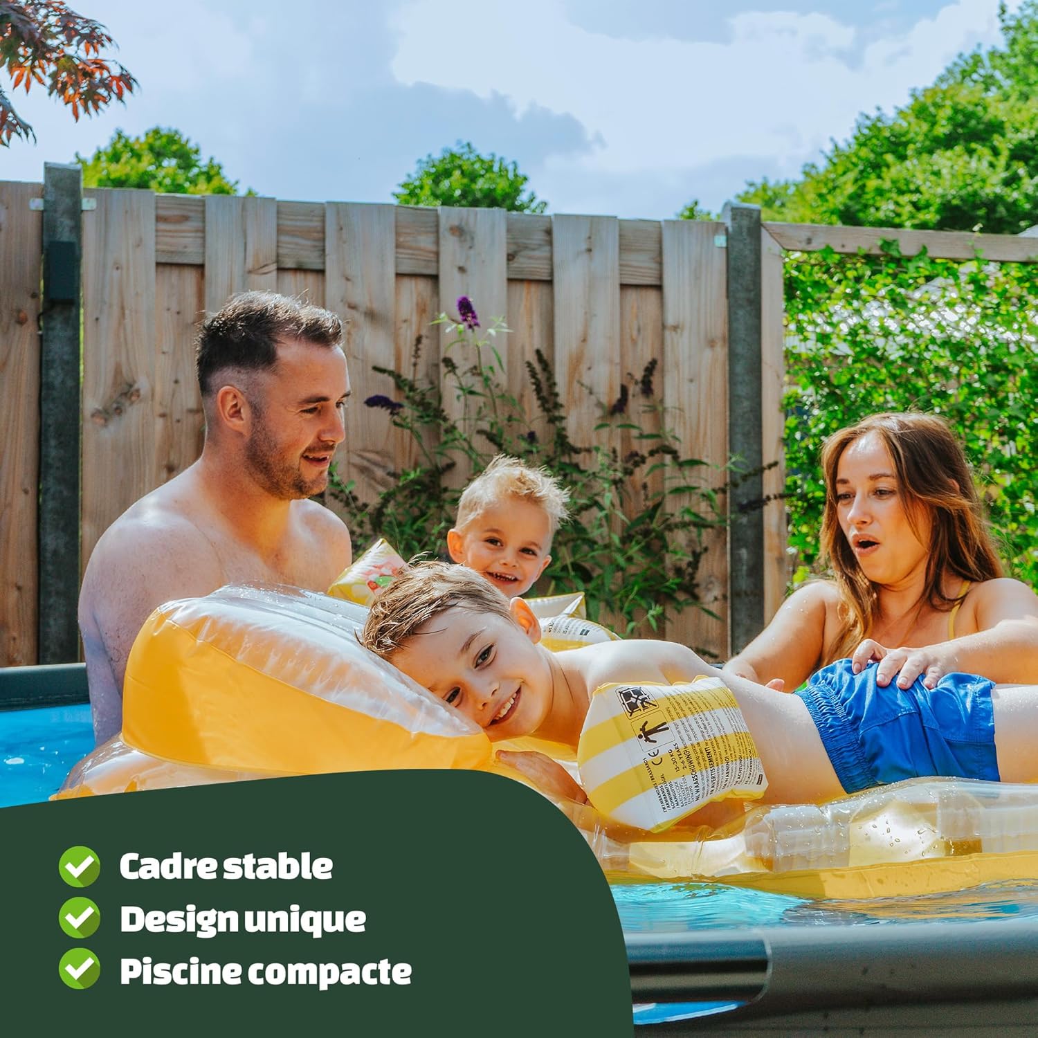 etevert Piscine Tubulaire Lime - ø360x76cm - Piscine Hors Sol Ronde Grande avec Pompe Filtrante à Cartouche - Entrée Basse - Idéal pour Les Jeunes Enfants - Cadre Stable - Design Unique - Vert