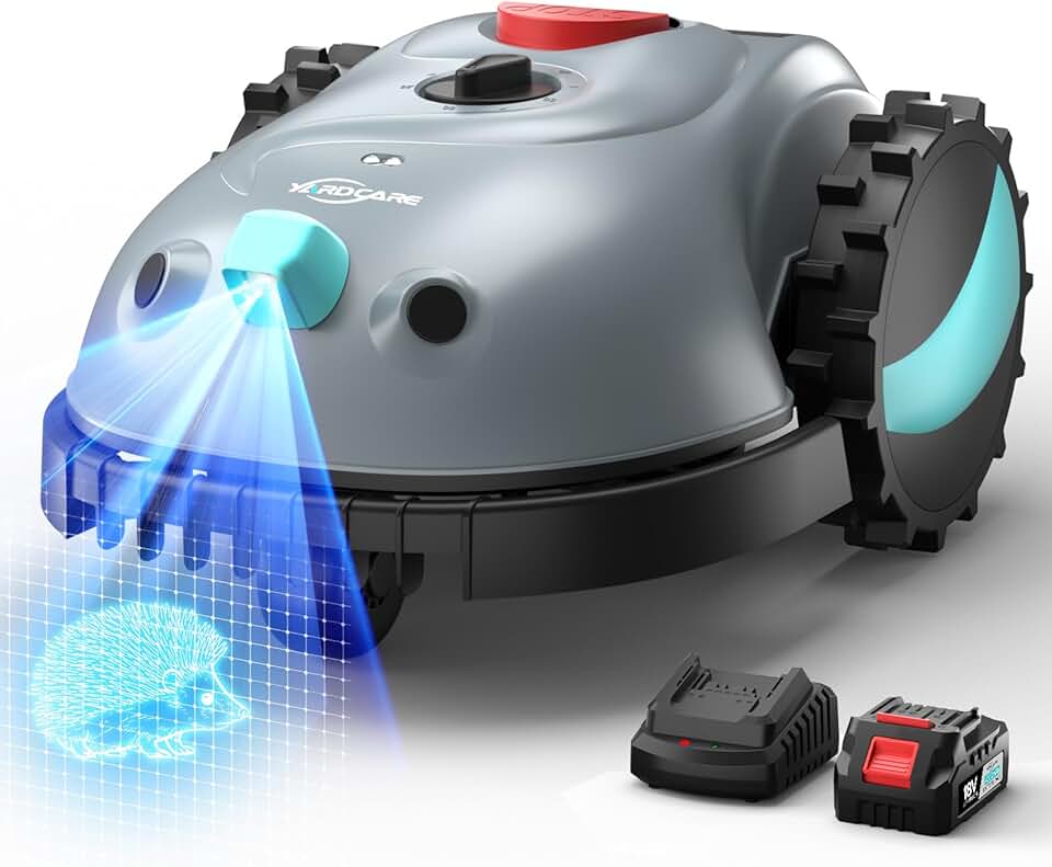 etevert - robot tondeuse caméra 150㎡, batterie 4Ah spiral V100