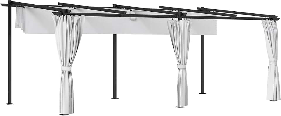 etevert - pergola rétractable - 3x6m - rideaux latéraux, UPF30+