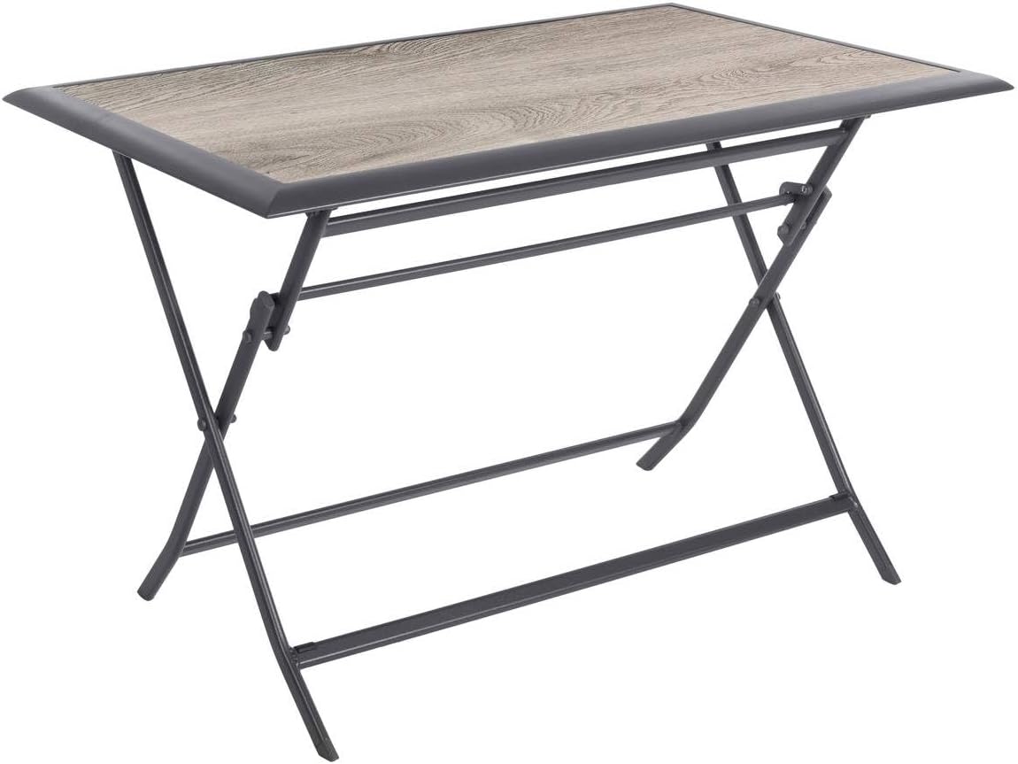 etevert - Azua - table pliante rectangulaire, 4 places, aluminium epoxy, gris fumé