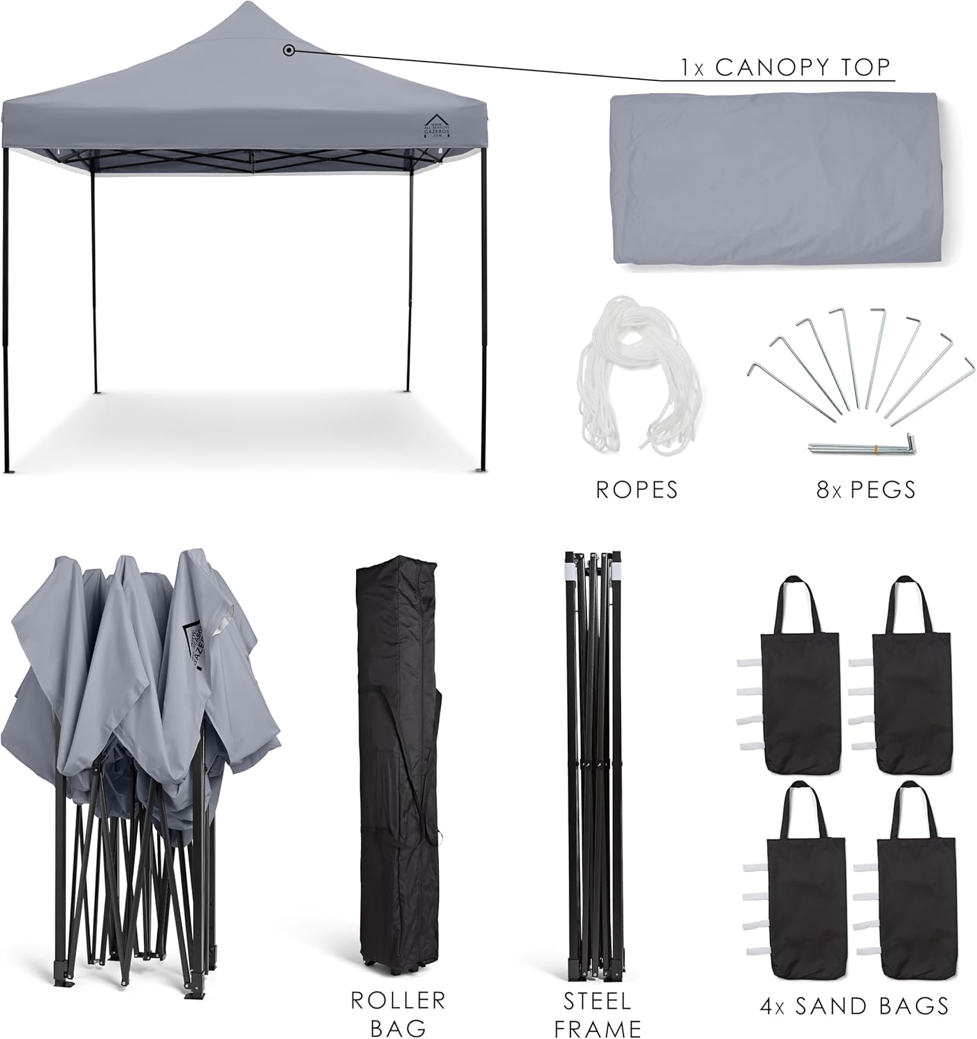 etevert - Tonnelle série résistante - 3x3m - étanche, gris métallisé