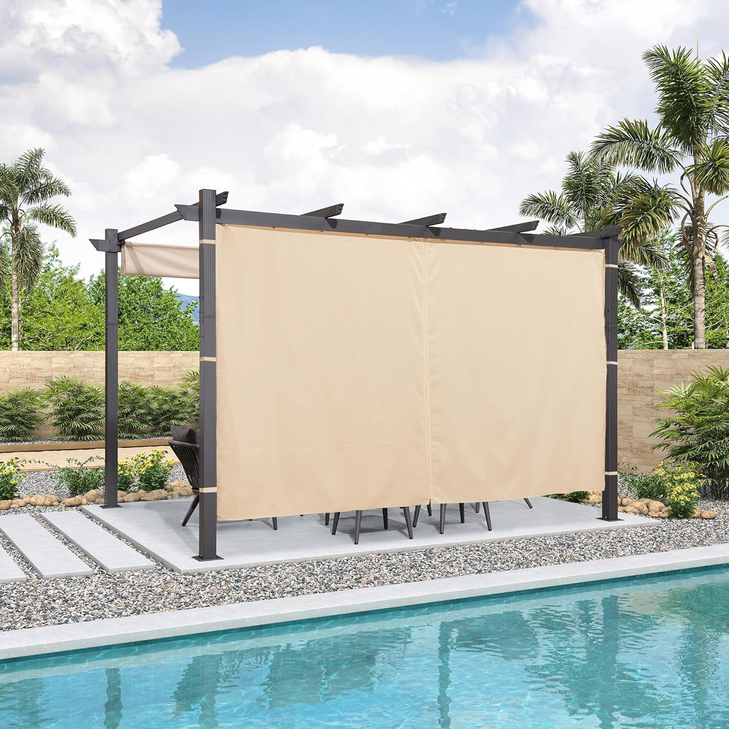 etevert - Pergola aluminium série Rideau - 4x3m toit coulissant extérieur