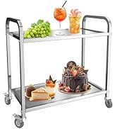 etevert Chariot de Service INOX Service desserte de Cuisine à roulettes avec roulettes, 2 étagère...