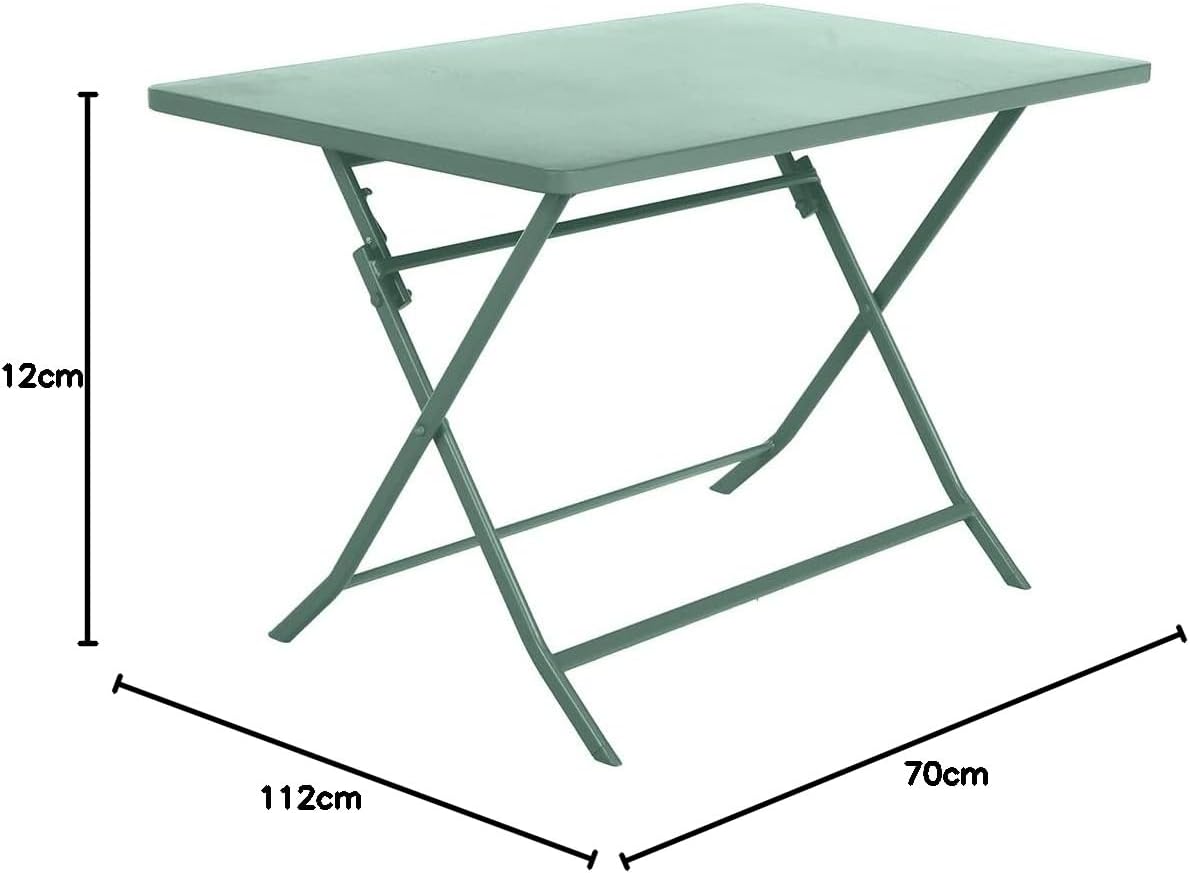etevert - Greensboro - table pliante 4 places acier vert olive