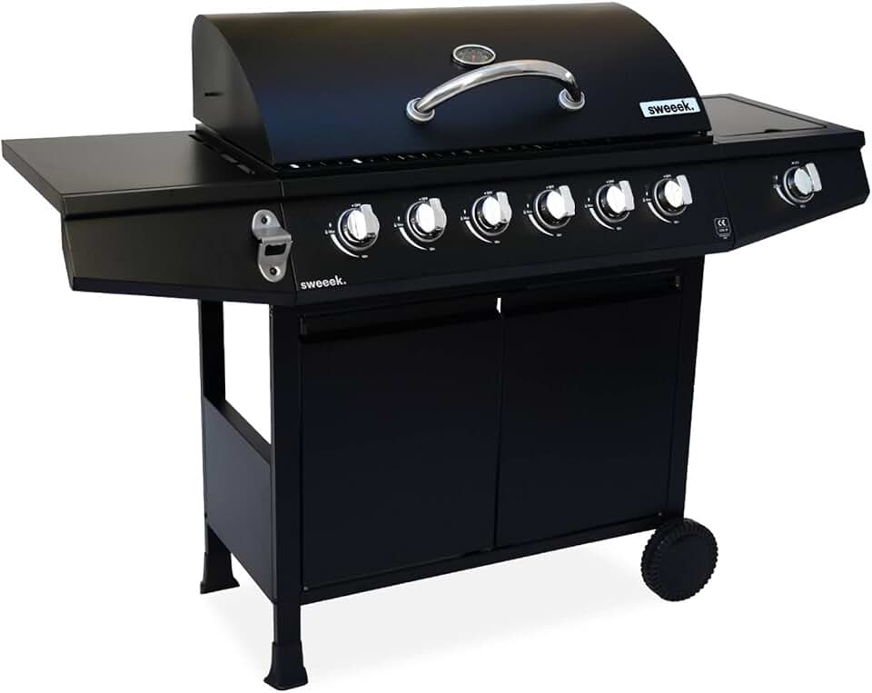 etevert - Treville série - barbecue gaz 7 brûleurs, thermomètre, feu latéral
