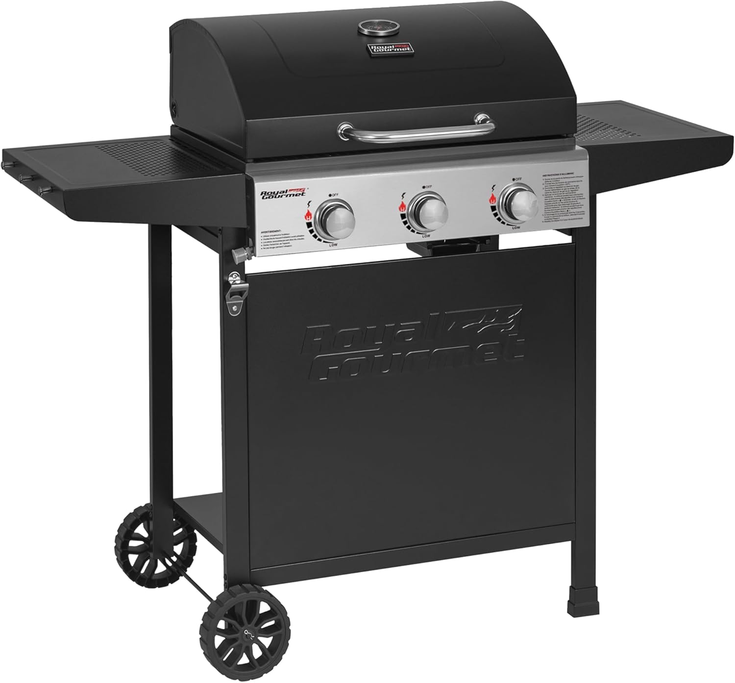 etevert – BBQ Gaz 3 brûleurs – 9kW – chariot, capot, grilles, jardin