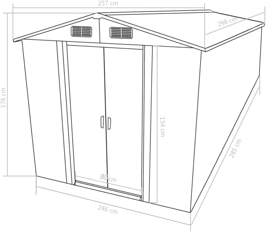 etevert Abri de Jardin 257x298x178 cm Métal Anthracite,Maison & Jardin, Pelouses & Jardins, Vie en extérieur, Structures extérieures, Cabanes & abris de Jardin, Anthracite (Poids 72.36KG)