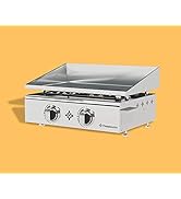 etevert Plancha Gaz Tout INOX 2 Feux 5 KW - Anti-adhésive et Nettoyage Facile modèle Flamenco