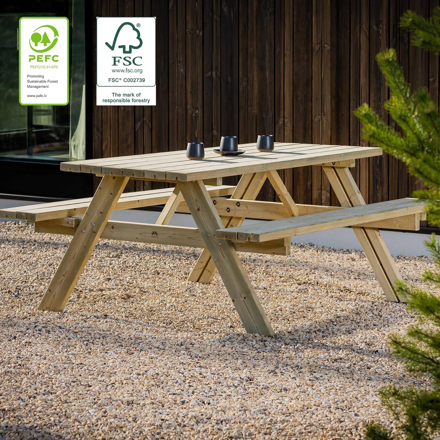 Table de Pique-Nique - Collection UNGURS - Résistante aux intempéries - Sièges pliants, idéale jardin_extérieur - etevert-