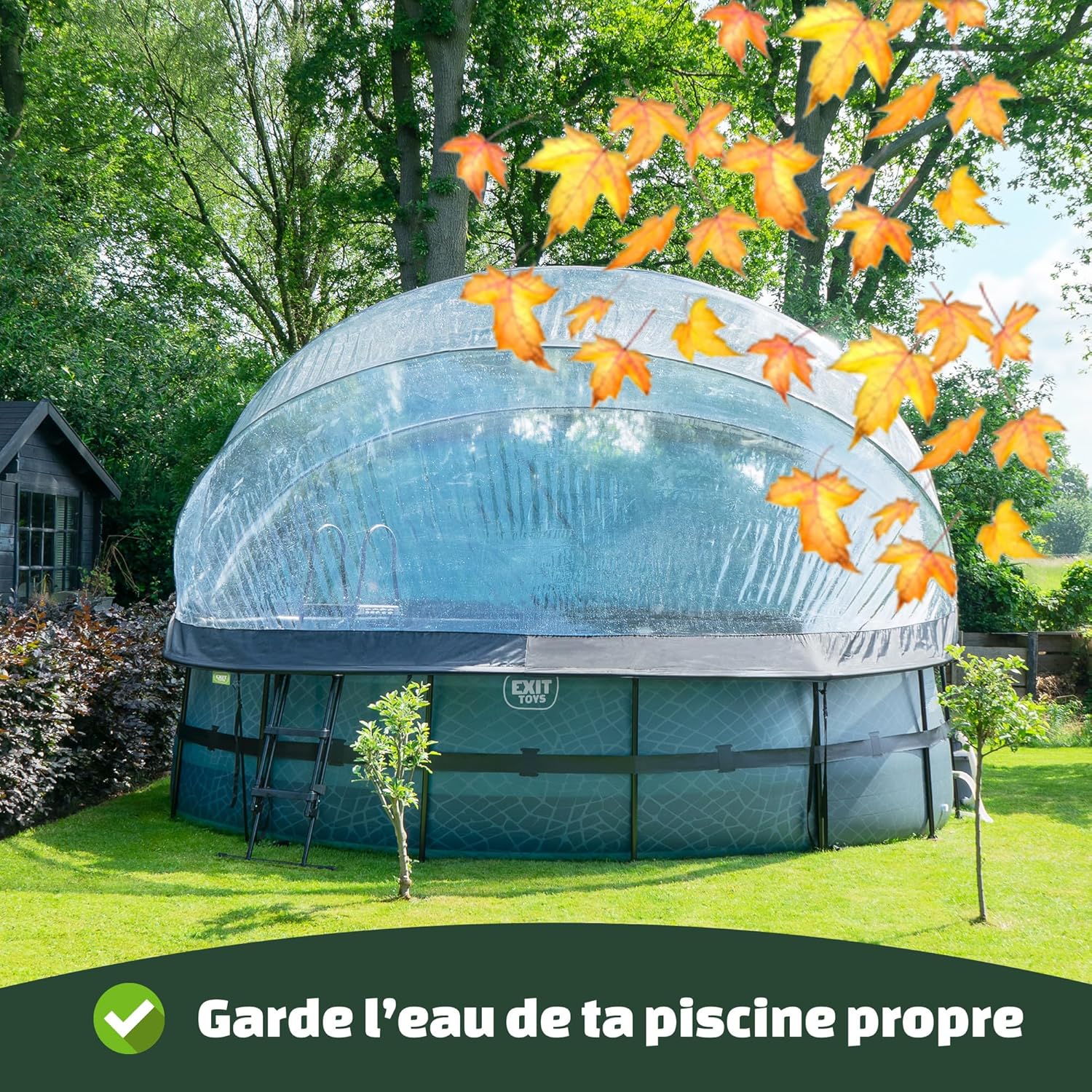 etevert Piscine Tubulaire Soft Grey avec Dôme Multifonctionnel - ø360x76cm - Piscine Hors Sol Ronde avec Pompe Filtrante à Cartouche - Entrée Basse - Pour l'Eau de la Piscine Propre et Chaude - Gris