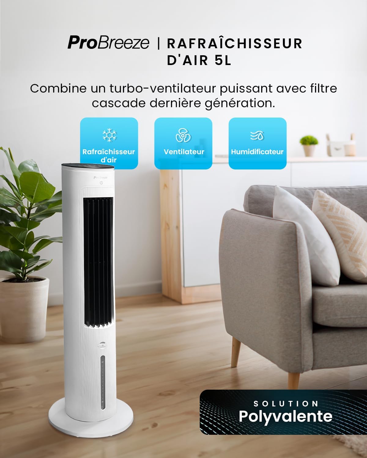 etevert - OmniAir - 5L - 3 vitesses, 4 modes, minuterie 7h, clim mobile
