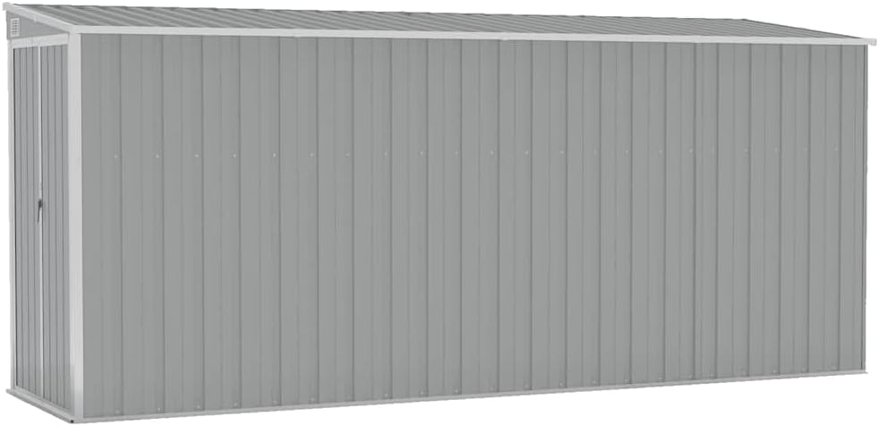 etevert Abri de Jardin Mural Gris 118x382x178 cm Acier galvanisé,Structures extérieures, Cabanes & abris de Jardin,316230