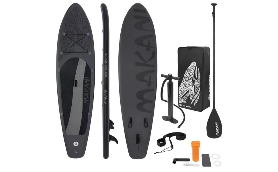 etevert Planche de stand up noir paddling Makani 320x80x15 cm SUP gonflable Planche paddle surf