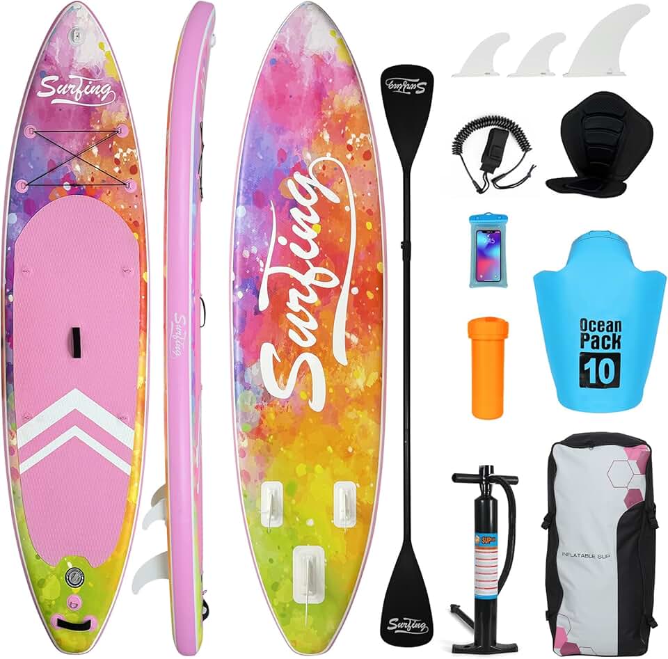 etevert - Paddle gonflable 320/335cm - 2 pers, siège kayak, 150kg