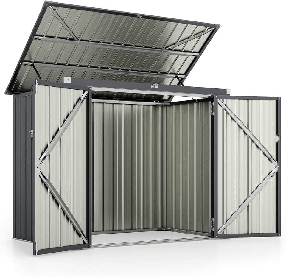 etevert - Abri de Jardin métal - 1,5 m² - 2 portes, toit ouvrant, verrouillable, étanche