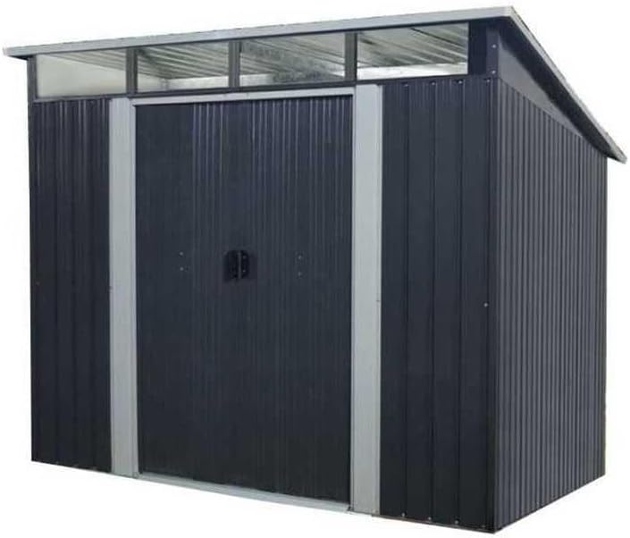 etevert Abri de Jardin en métal 4,59m² - 2 Portes coulissantes - Gris Anthracite