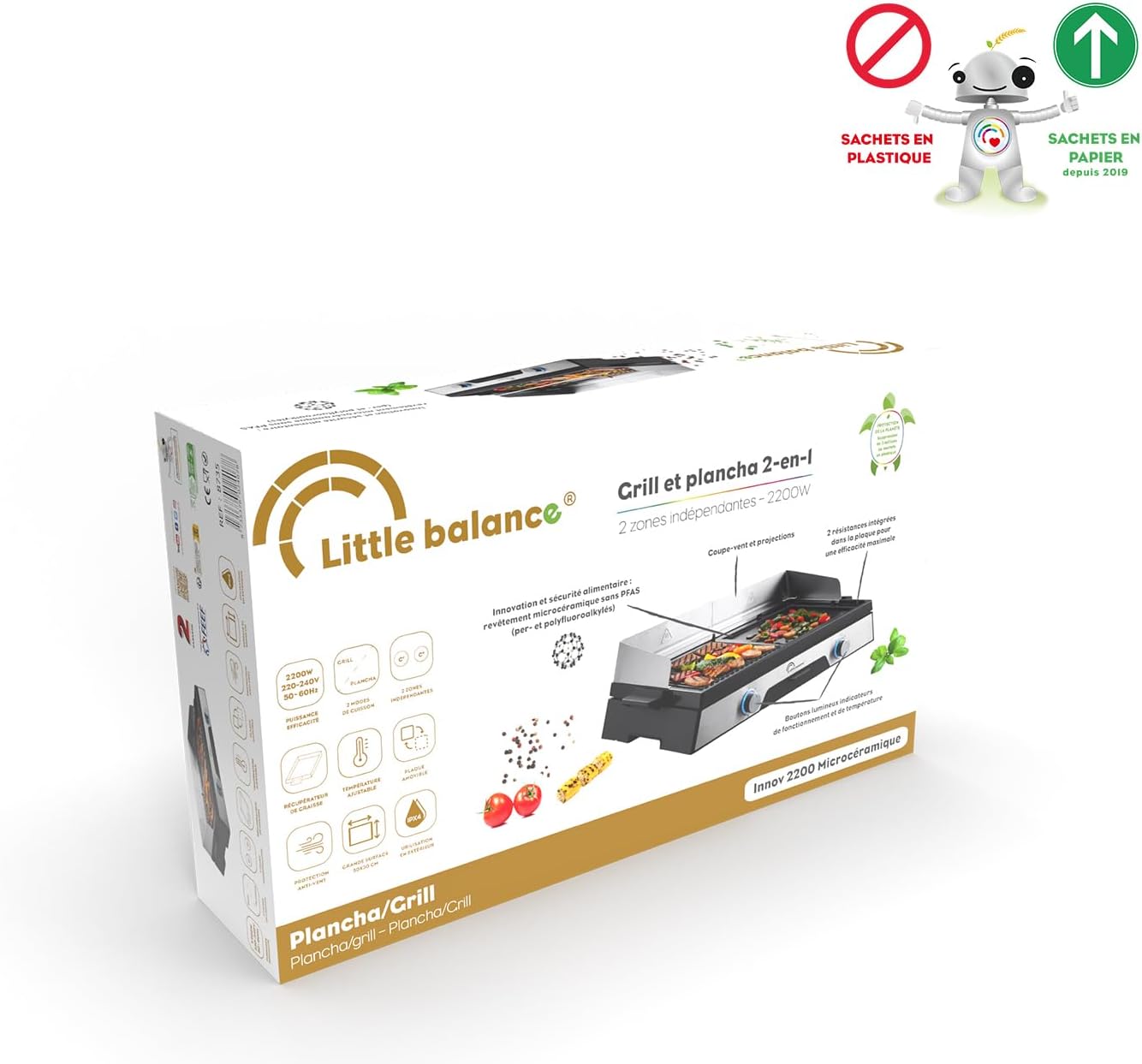 etevert - Innov 2200 - 40x22cm - plancha microcéramique sans PFAS 8735