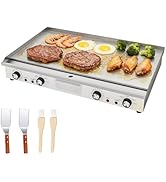 etevert Plancha électrique,commerciale en acier inoxydable,73cm avec contrôle de température régl...