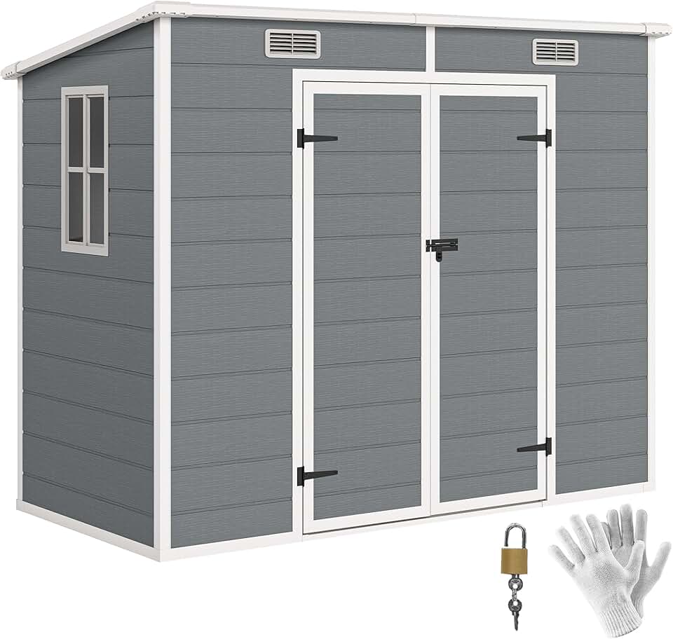 etevert - Abri de jardin 2,4x1,3m - aluminium/PP, fondation, fenêtres, 2,54m²