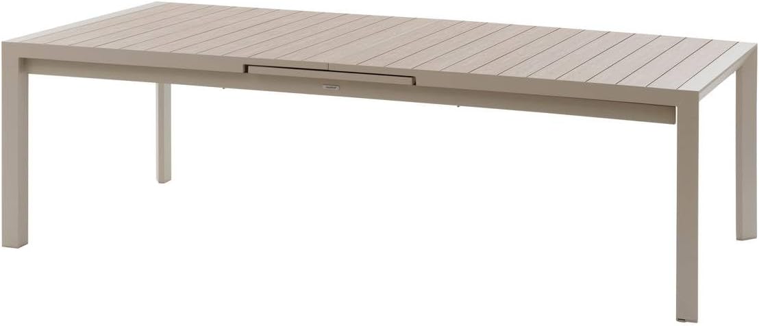 etevert - Evasion Argile - table extensible 14 places - aluminium bois antirouille, rallonge