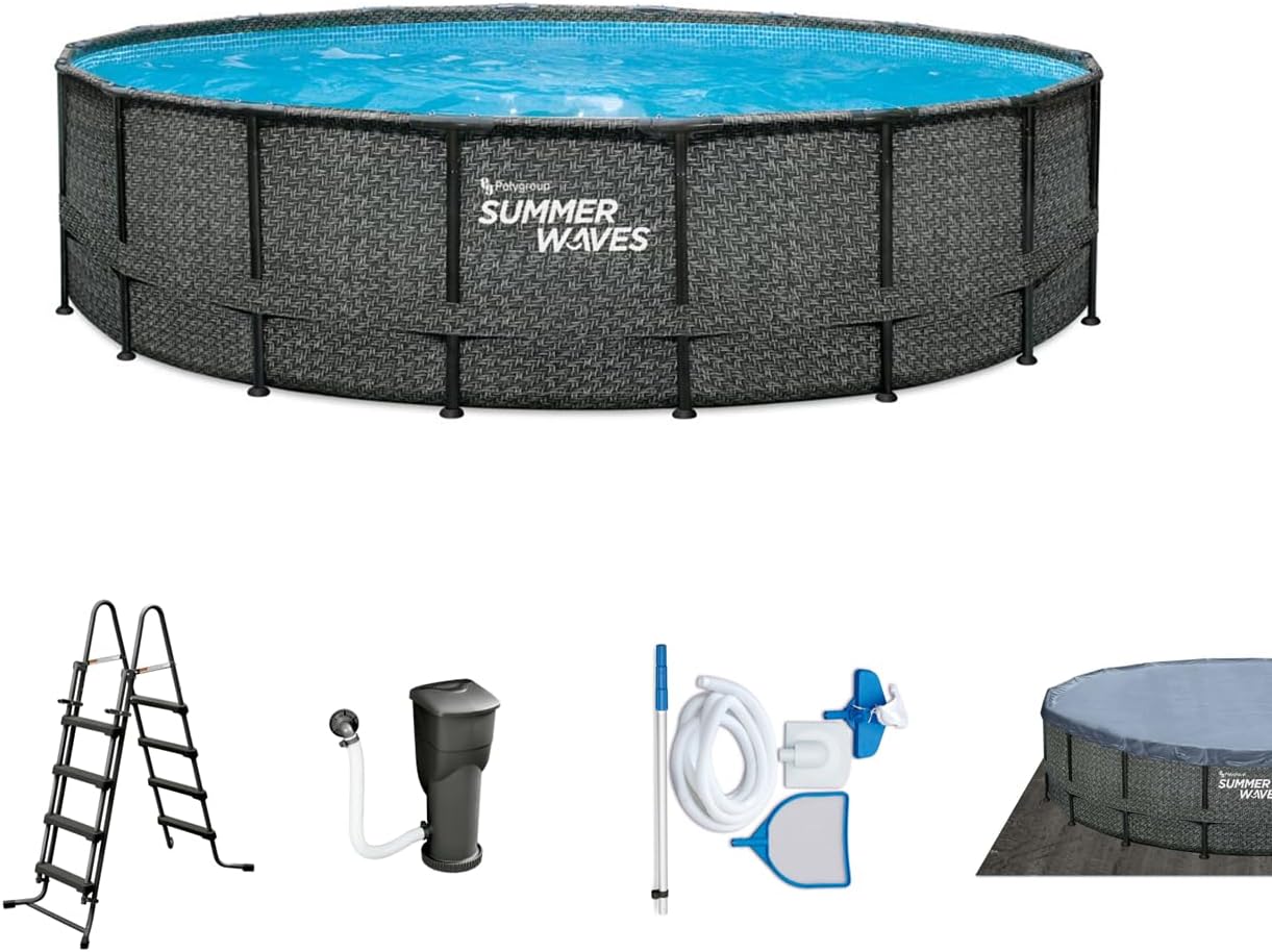 etevert - Elite Frame rotin gris - Ø488x122 cm - Piscine hors-sol