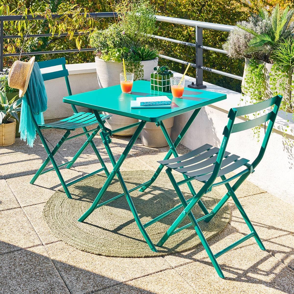 etevert - Greensboro Opale - 2 places - Acier renforcé antirouille, 55x55 cm