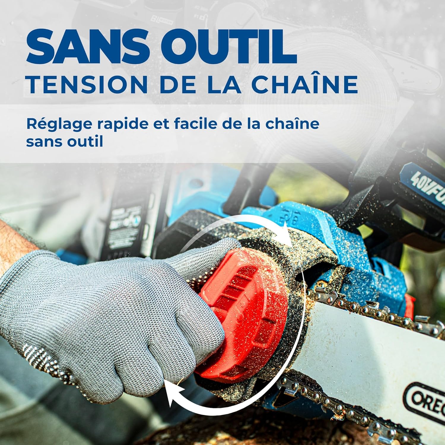 etevert - Tronçonneuse sans fil 40V - 38 cm - Moteur brushless, 2 batteries 4 Ah