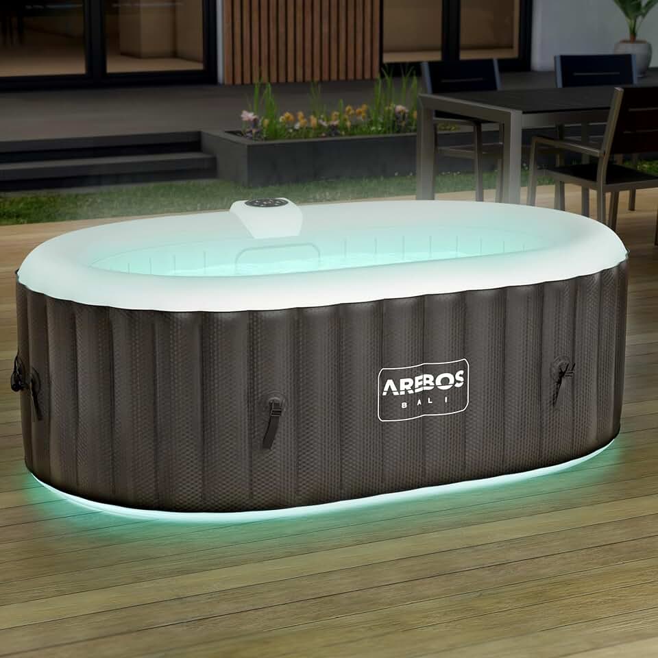 etevert - Spa LED gonflable 190x120cm, 2 places, 90 jets, 550L