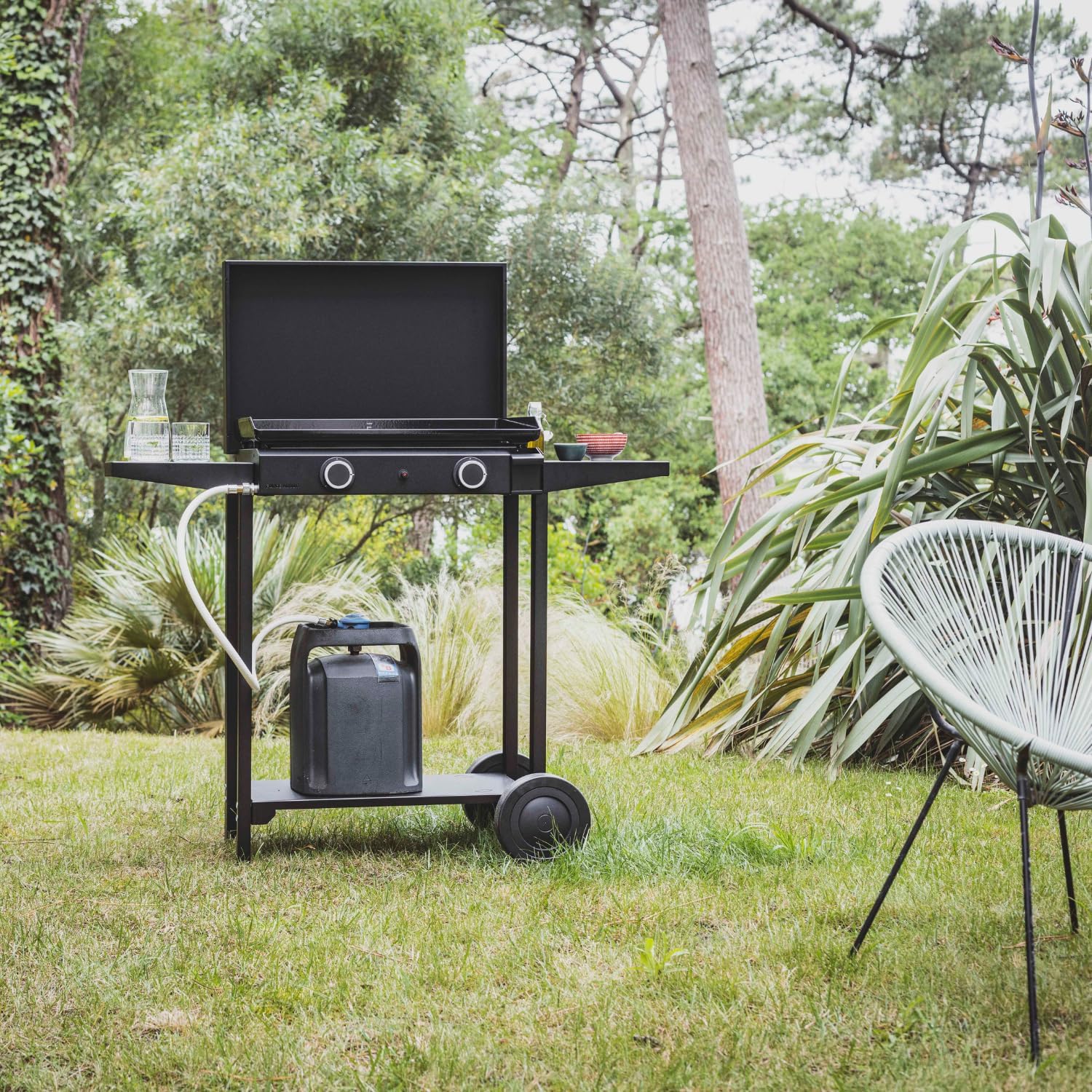 etevert – Plancha série 60 cm – fonte émaillée, 2 brûleurs puissants