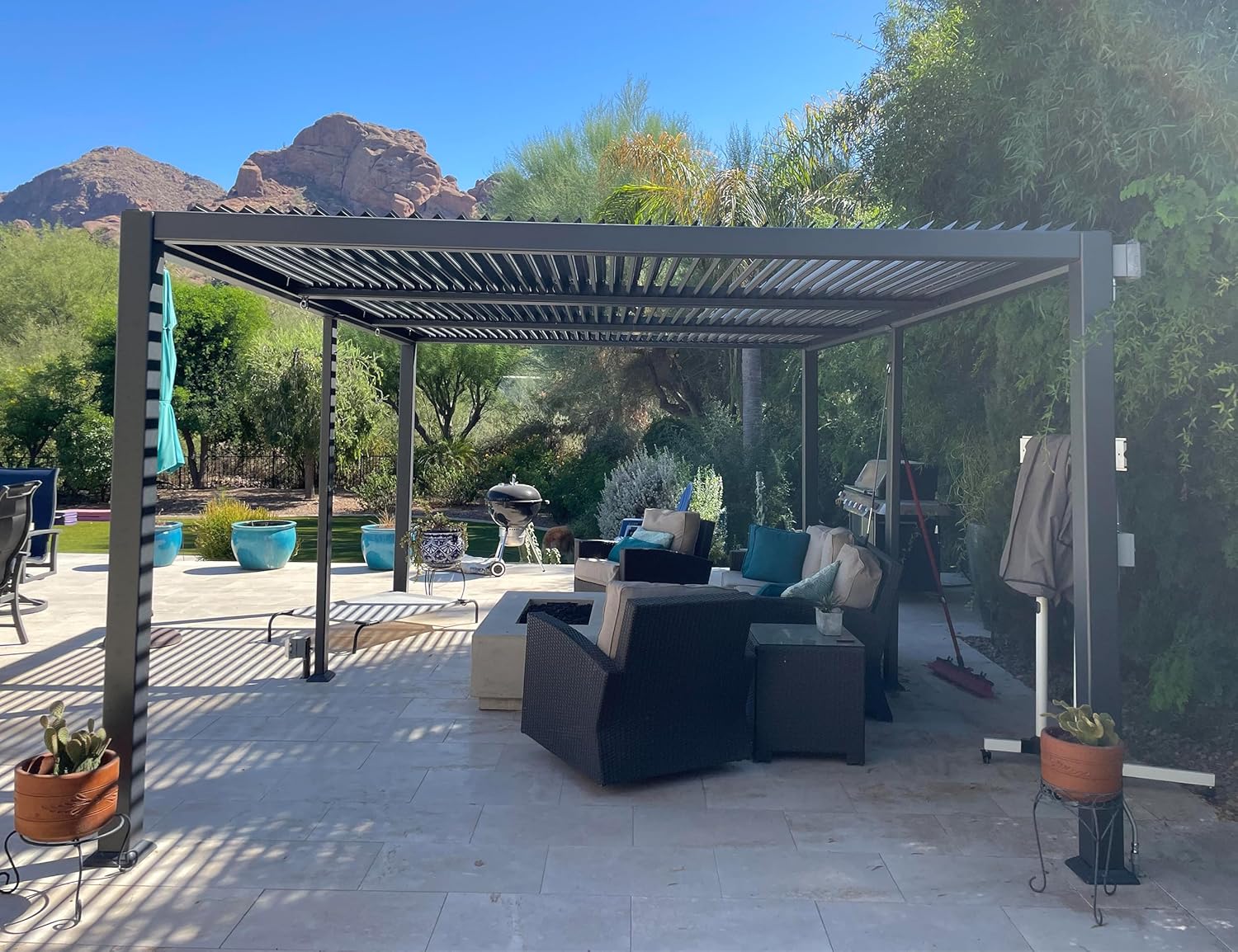etevert - pergola bioclimatique - 3,5x6,35m - aluminium, lames orientables, résistante intempéries