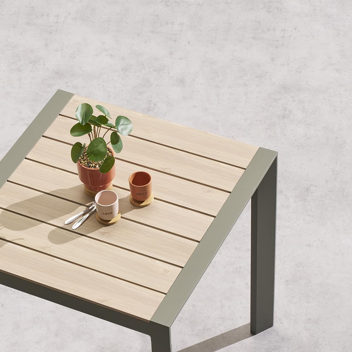 etevert - Evasion 2 places - aluminium, effet bois, Lin/Vert Laurier