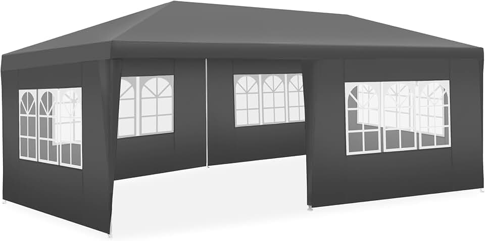 etevert® Tonnelle de Jardin Exterieur 6x3m Tente de Reception Protection UV 30+, Barnum Chapiteau Gazebo Pavillon de Jardin, résistant à l'eau avec Parois Amovibles, Cadre Robuste en Acier époxy