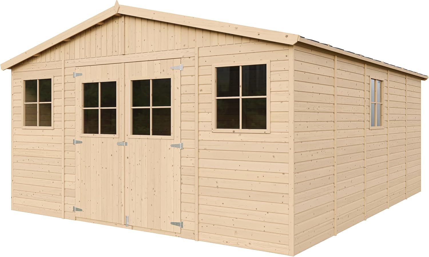 Abri de Jardin en Bois Exterieur avec Les PLANCHERS IMPRÉGNÉ- Maison de Jardin en Pin/épicéa-H246x418x522 cm/20 m²-Construction de Panneaux- Rangement pour vélos, Remise à Outils-etevert M333 +M333G