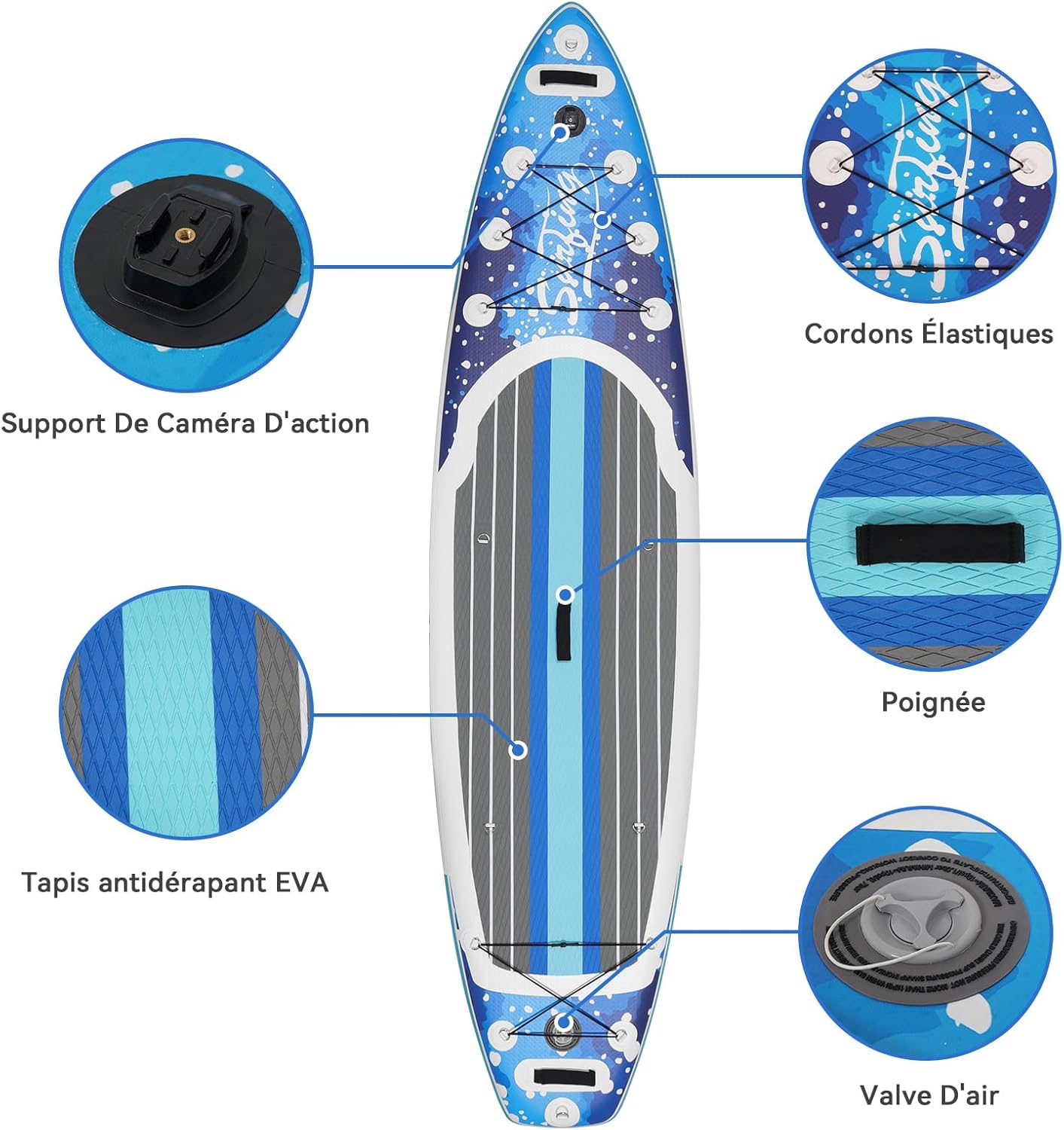 etevert - Paddle gonflable 320/335cm - 2 personnes, siège kayak, jusqu'à 150kg