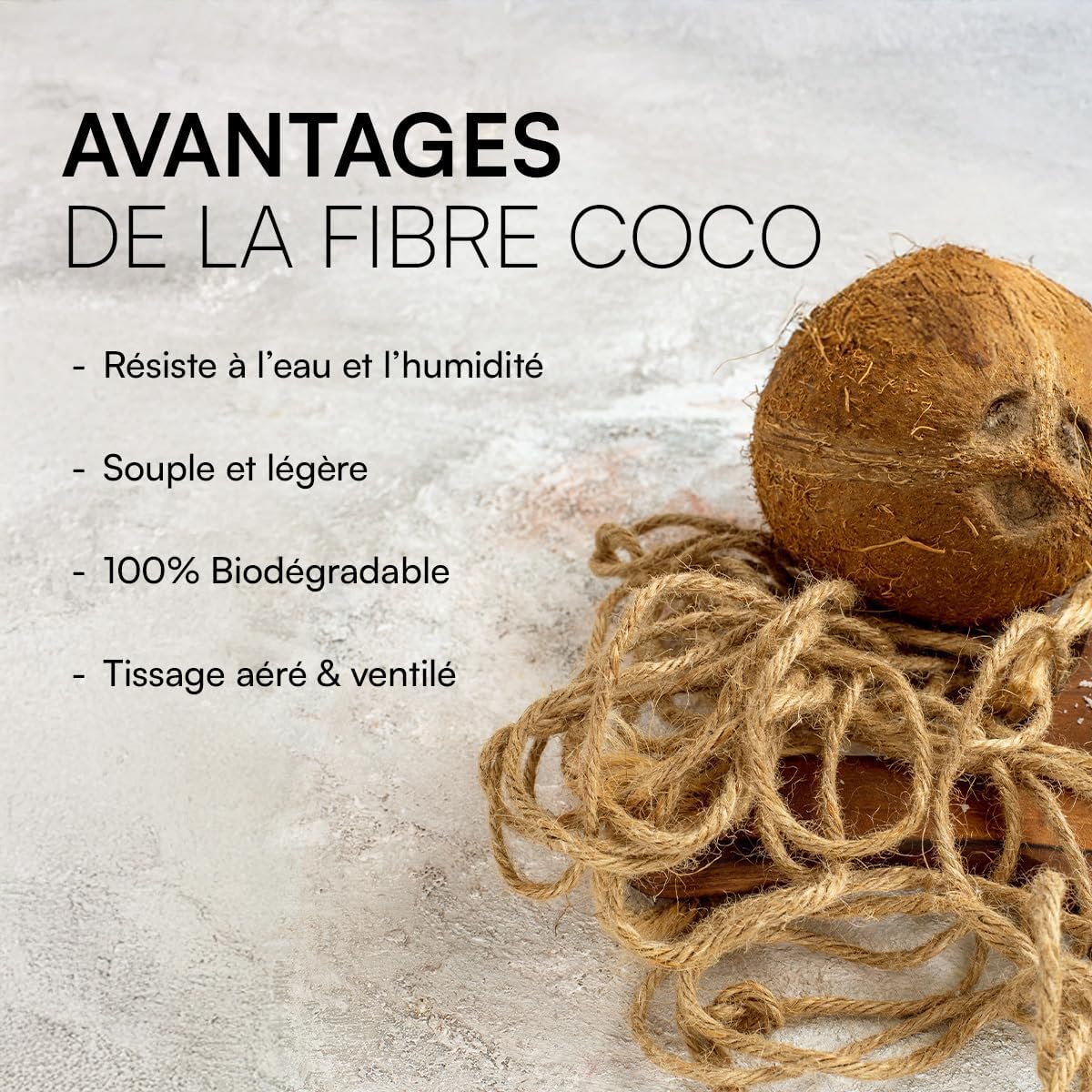 Toile d'ombrage rectangulaire fibre coco 3x7m écologique solaire